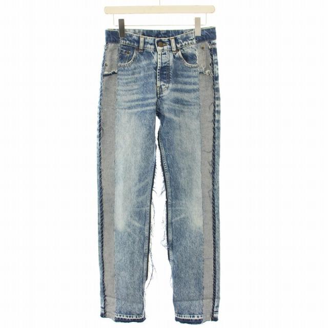 【中古】メゾンマルジェラ 1 Maison Margiela 1 21SS デニムパンツ ジーンズ ボタンフライ パッチワーク 再構築 水色