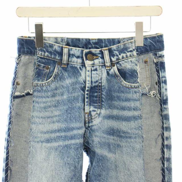 【中古】メゾンマルジェラ 1 Maison Margiela 1 21SS デニムパンツ ジーンズ ボタンフライ パッチワーク 再構築 水色 中古】メゾンマルジェラ 1 Maison Margiela 1 21SS デニムパンツ