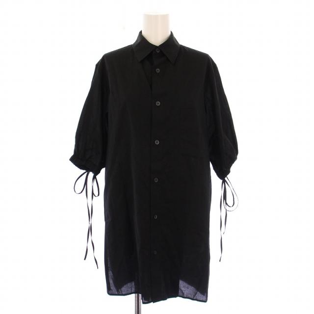 【中古】ワイズ Y's ヨウジヤマモト セルロースビエラフロントタックブラウス シャツ 五分袖 無地 2 黒 YS-B15-004