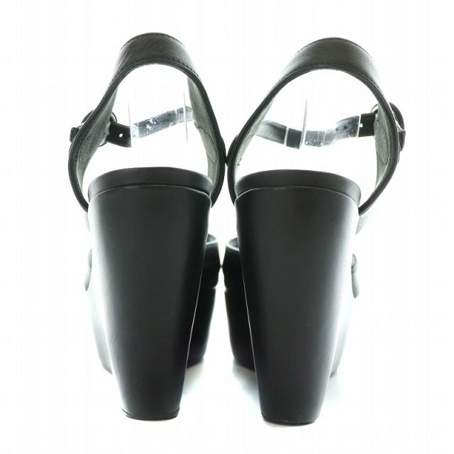 【中古】マルニ MARNI サンダル レザー ストラップ オープントゥ ウェッジソール プラットフォーム 37 24.0cm 黒