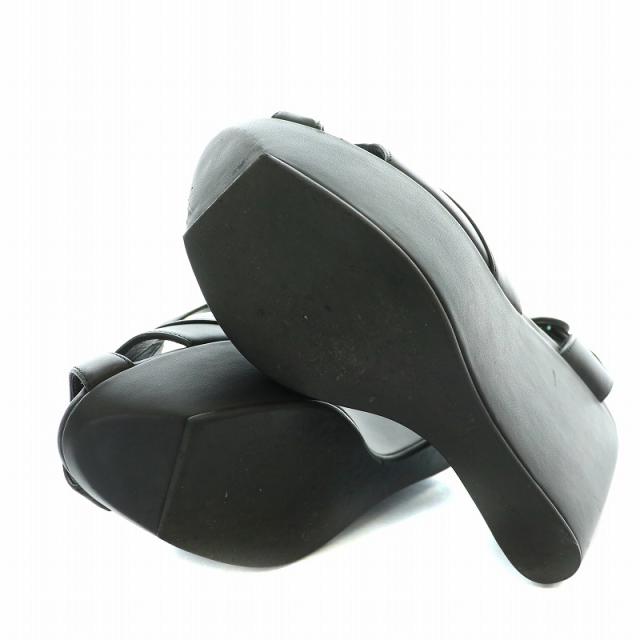 【中古】マルニ MARNI サンダル レザー ストラップ オープントゥ ウェッジソール プラットフォーム 37 24.0cm 黒