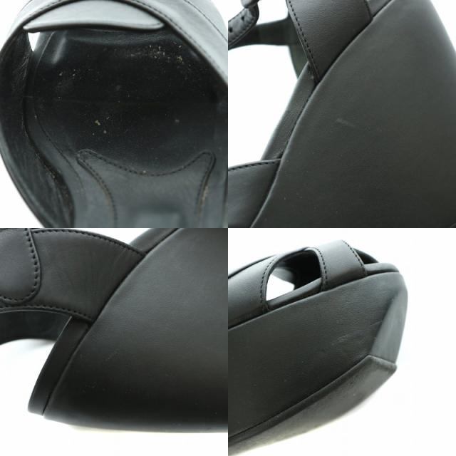 【中古】マルニ MARNI サンダル レザー ストラップ オープントゥ ウェッジソール プラットフォーム 37 24.0cm 黒