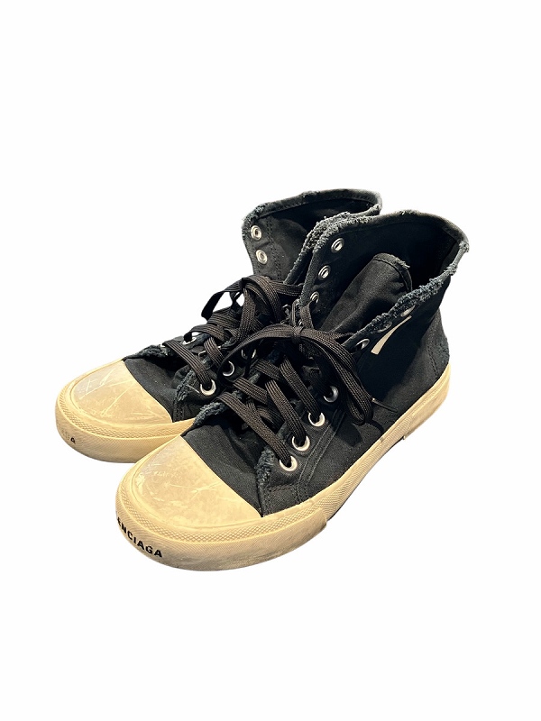 【中古】バレンシアガ BALENCIAGA スニーカー ヴィンテージ加工 ハイカット 黒 ブラック 688752 メンズ
