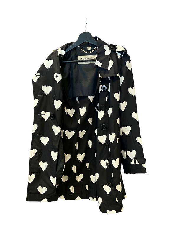 中古】バーバリー BURBERRY シルク混 トレンチコート ミドル丈 ハート