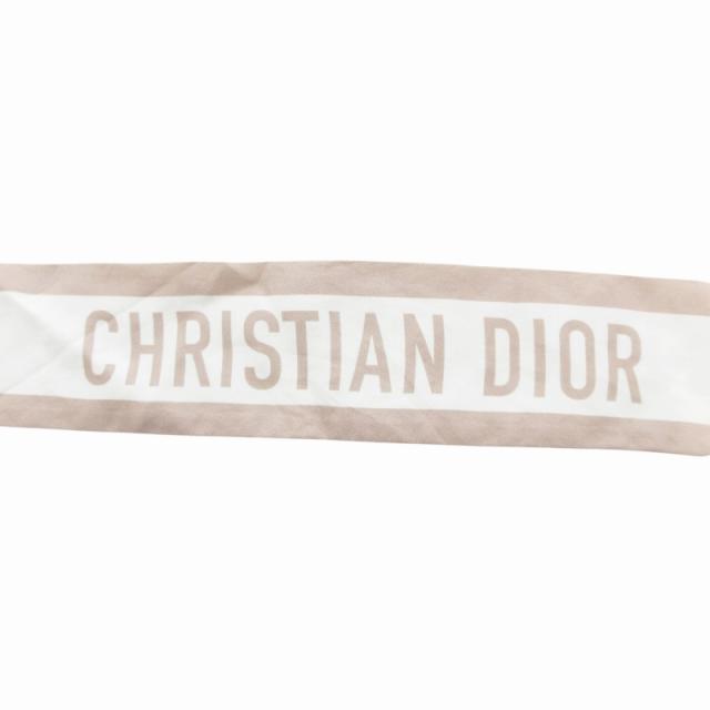 中古】ディオール Dior ミッツァ スカーフ ロゴ ドット柄 絹 シルク 白