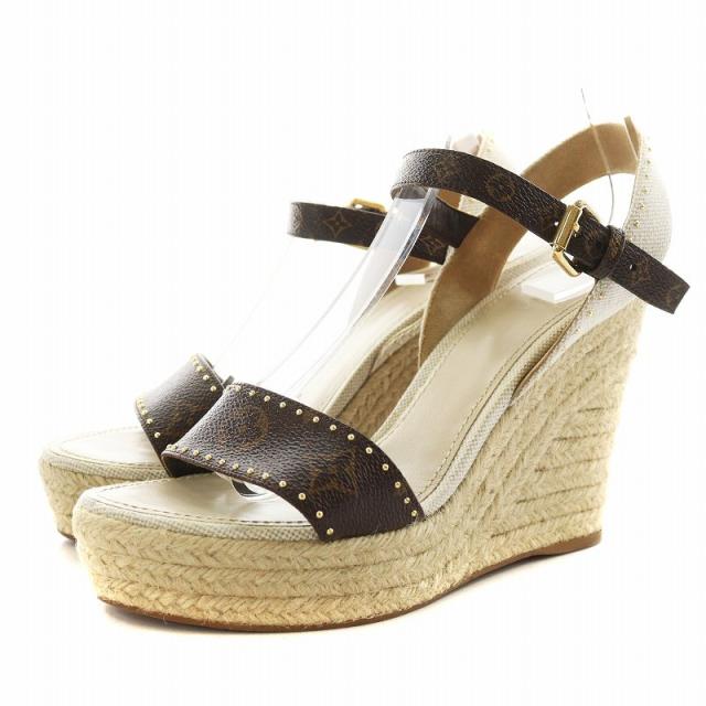 【中古】ルイヴィトン LOUIS VUITTON コーストライン モノグラム サンダル ウェッジソール ストラップ 39