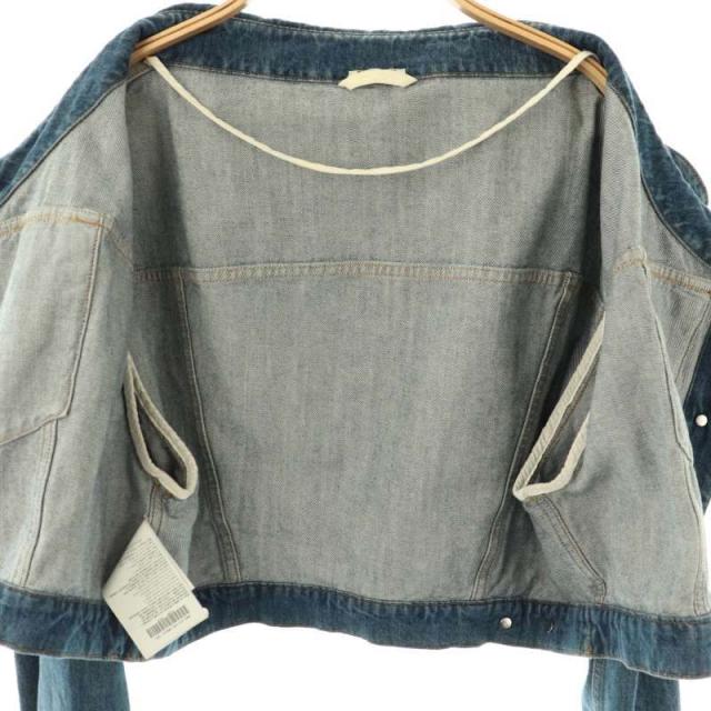 中古】ミュウミュウ GWB046 ロゴプリント クロップドデニムジャケット