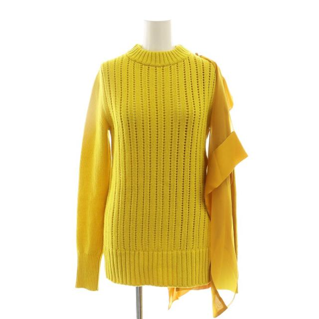 【中古】サカイ sacai シアードッキング ニット セーター 長袖 1 イエロー 21-05667 /HK ■OS レディース