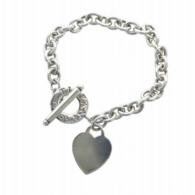 【中古】ティファニー TIFFANY &amp; CO. ブレスレット アクセサリー バングル ロゴ ハート Silver925 シルバー色