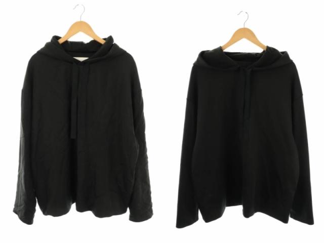 【中古】ジルサンダー JIL SANDER ロゴ刺繍リバーシブル巾着パーカー プルオーバー 黒 /MI ■OS ■AD メンズ