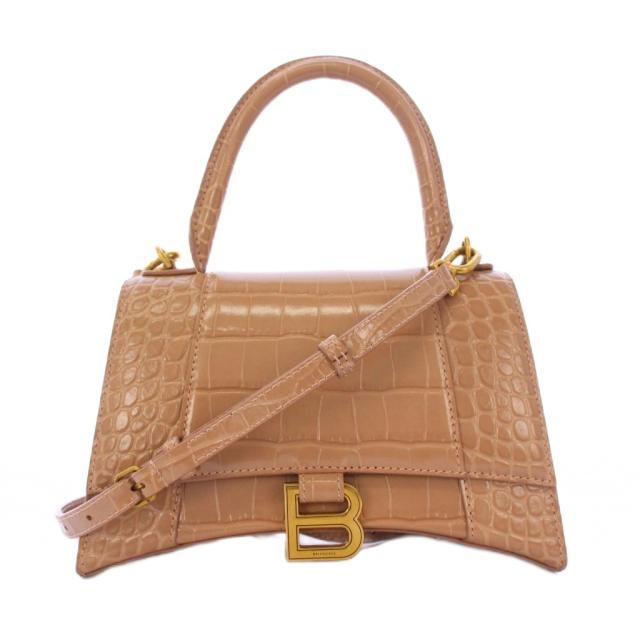 【中古】バレンシアガ BALENCIAGA アワーグラス スモール 2WAY ハンドバッグ ショルダーバッグ クロコ型押し