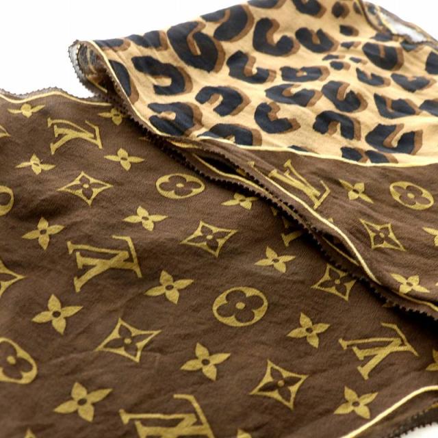美品✨ルイ・ヴィトン　スカーフ　モノグラム　レオパード　ヒョウ柄　箱付き ルイヴィトン レオパード スカーフ LOUIS VUITTON ルイヴィトン