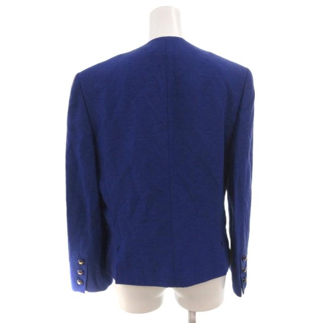 【中古】セリーヌ CELINE セットアップ フォーマル ジャケット ロゴボタン 背抜き ダブル スカート 40 XL 青 ブルー 春夏 /AE ■GY47_2