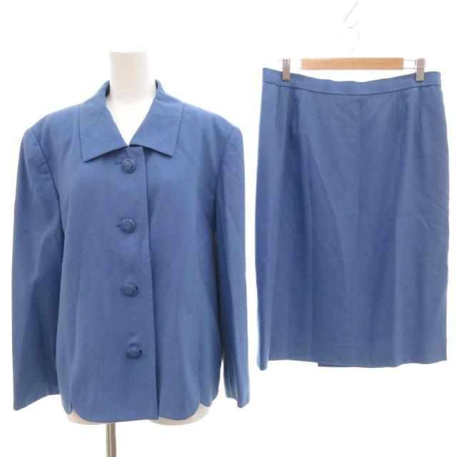 【中古】ジバンシィ GIVENCHY ヴィンテージ セットアップ ジャケット 総裏地 17 タイトスカート 7AR 水色
