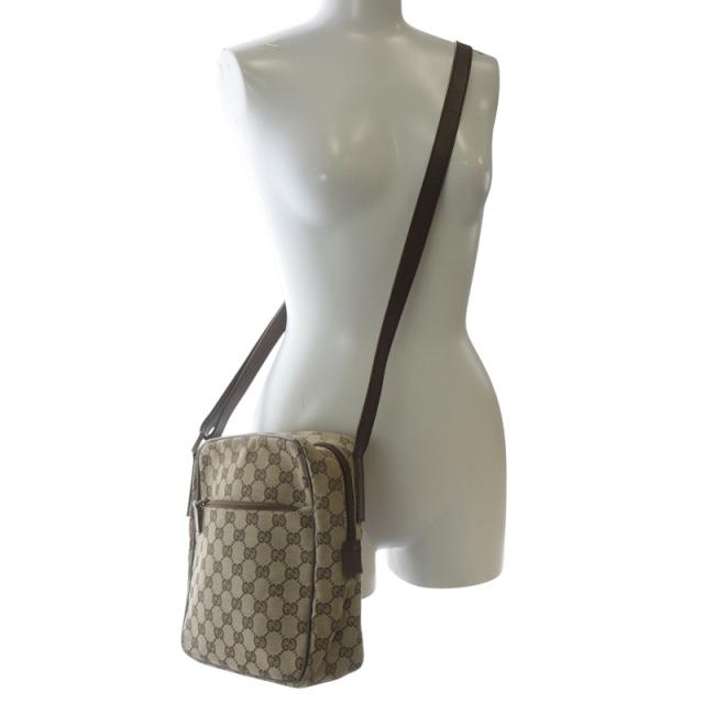 中古】グッチ GUCCI GGキャンバス クロスボディ ショルダーバッグ 茶色