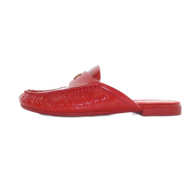 【中古】シャネル CHANEL ミュール サンダル ココマーク マトラッセ パテントレザー×サテン 36C 23cm 赤 レッド 中古】シャネル CHANEL ミュール サンダル ココマーク マトラッセ