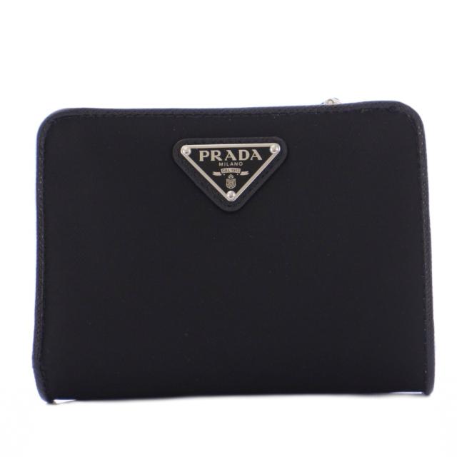 【中古】プラダ PRADA PORTAF PICCOLO LAMPO 二つ折り財布 トライアングルロゴ ナイロン