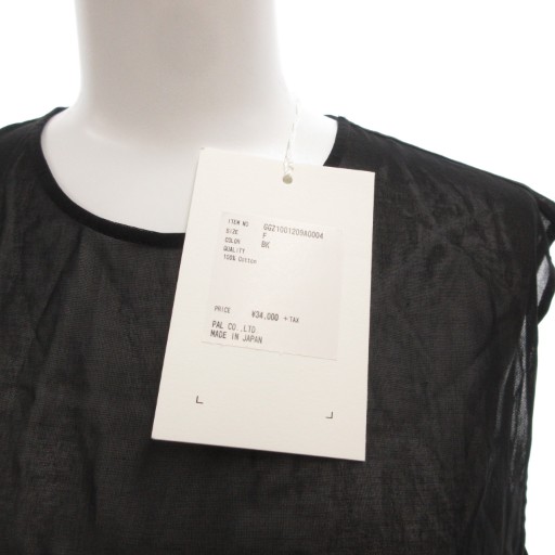 【中古】未使用品 ヘリテノーム HERITANOVUM タグ付き ワンピース シアー ノースリーブ マキシ ロング F ブラック