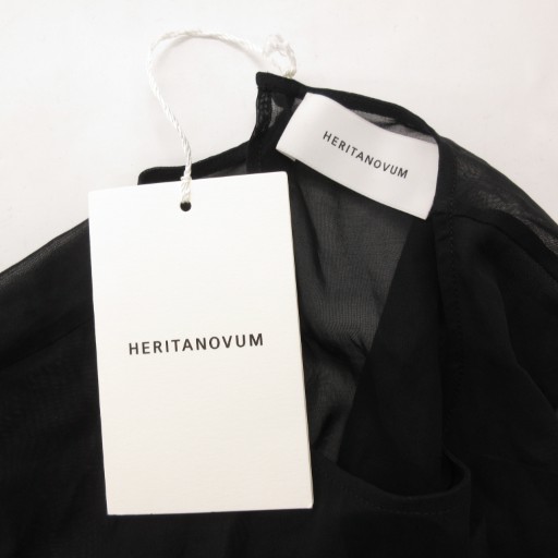 【中古】未使用品 ヘリテノーム HERITANOVUM タグ付き ワンピース シアー ノースリーブ マキシ ロング F ブラック