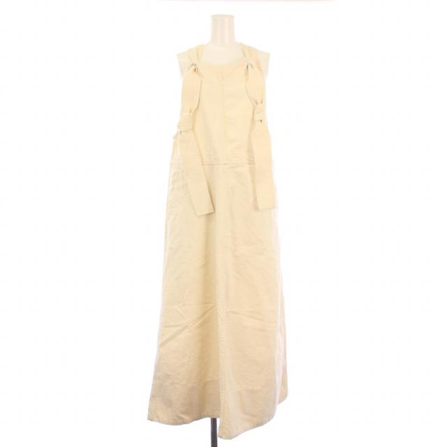 【中古】ジルサンダー JIL SANDER + ジャンパースカート サロペット ワンピース ミモレ ロング 34 アイボリー