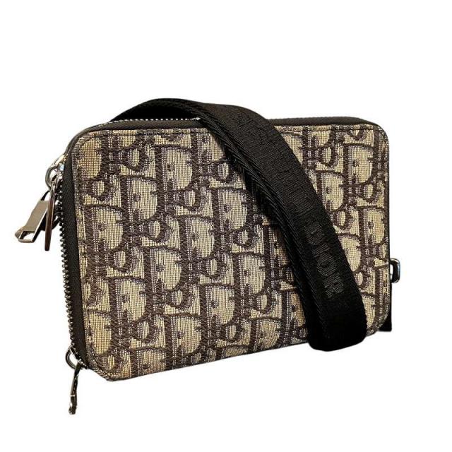 【中古】ディオール Dior ショルダーバッグ ポーチ オブリーク柄 キャンバス 茶 ブラウン 11-BO 0290 ☆AA★