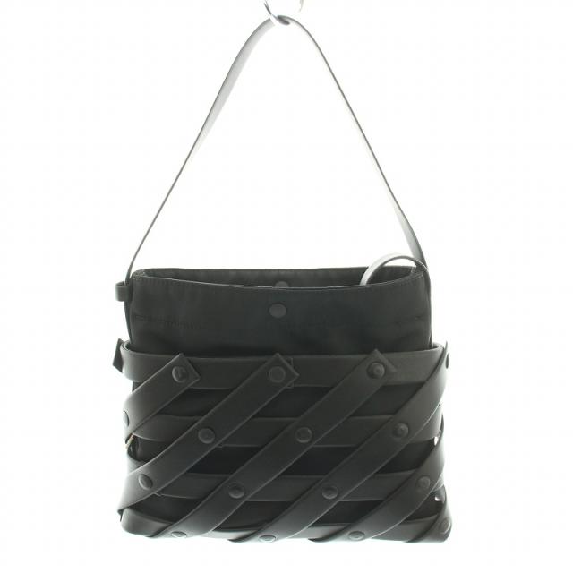 【中古】イッセイミヤケ ISSEY MIYAKE スパイラルグリッド ハンドバッグ ショルダーバッグ フェイクレザー