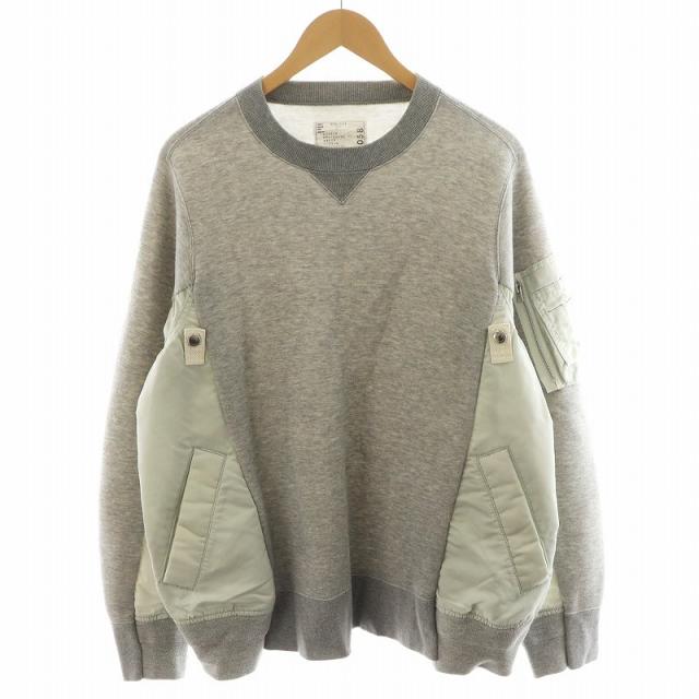【中古】サカイ sacai 24SS Sweat Nylon Twill Pullover スウェット トレーナー ナイロン 切替 3 グレー SCM-058