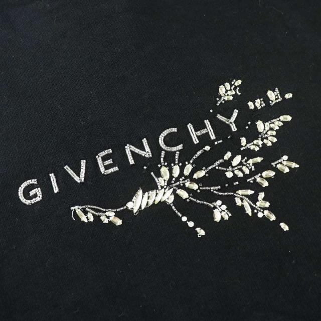 【中古】ジバンシィ crystals embroidered hoodie スウェット パーカー フーディ ラインストーン ロゴ刺繍 S 黒_4