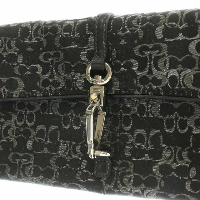 【中古】コーチ COACH 3595 ミニ シグネチャー アクセサリー ポーチ ハンドバッグ 総柄 レザー 黒 ブラック グレー_3