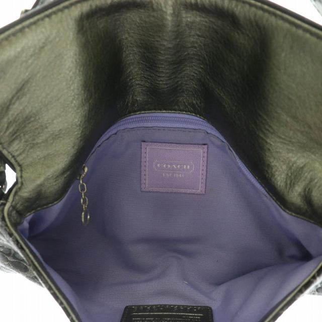 【中古】コーチ COACH 3595 ミニ シグネチャー アクセサリー ポーチ ハンドバッグ 総柄 レザー 黒 ブラック グレー_6
