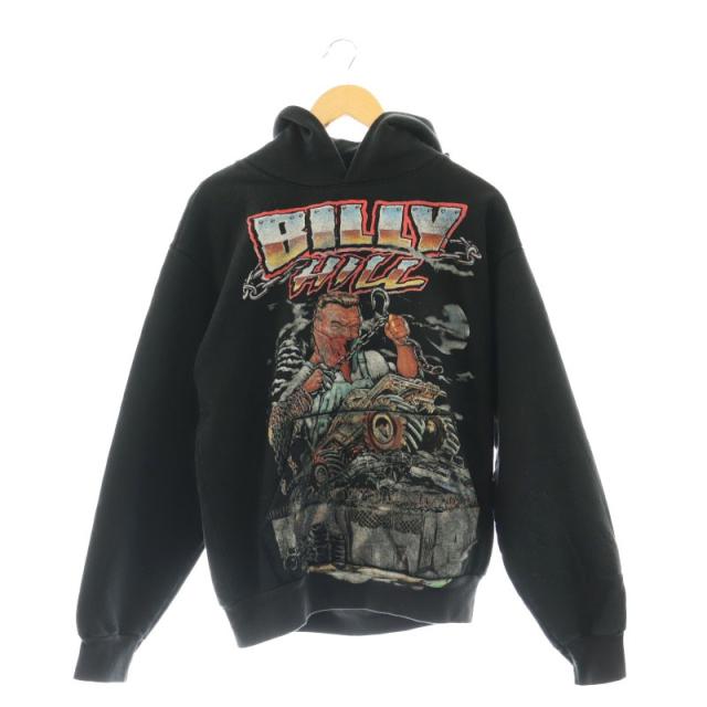 【中古】ビリーヒル BillyHill JUNKYARD パーカー スウェット 長袖 フード 裏起毛 M 黒 ブラック マルチカラー