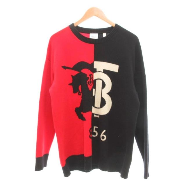 【中古】バーバリー ロンドン BURBERRY LONDON ニット セーター カシミヤ 馬上の騎士 ロゴ バイカラー ツートーン M