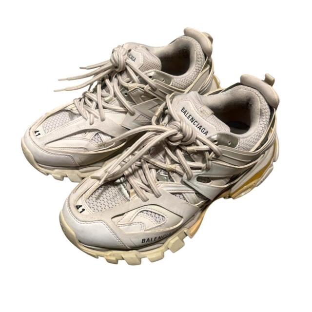 【中古】バレンシアガ BALENCIAGA トラック スニーカー メッシュ ナイロン スニーカー 27?p ベージュ ブラック 542023 ☆AA★ メンズ