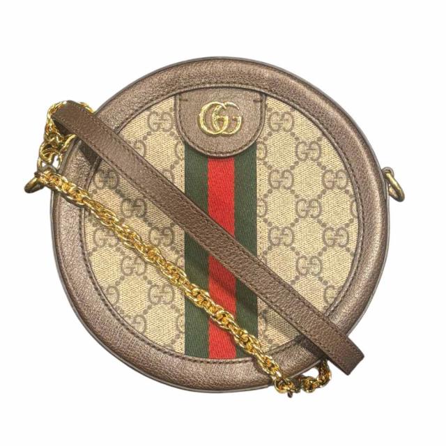 【中古】グッチ GUCCI ミニラウンドショルダーバッグ オフィディア GG柄 ベージュ E036274220 ☆AA★ レディース