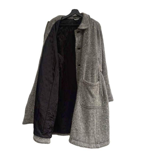 【中古】ブラックコムデギャルソン BLACK COMME des GARCONS 24AW 丸襟コート ツイード ウール混 M グレー_2