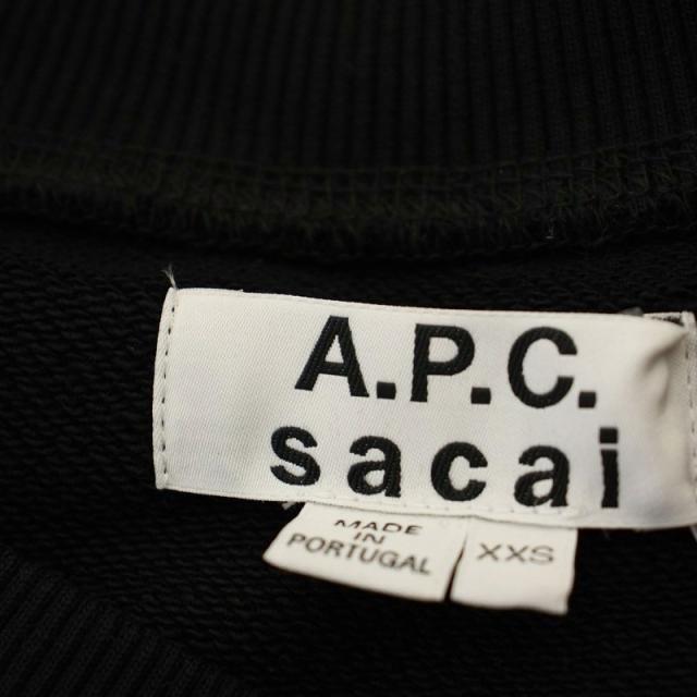 【中古】アーペーセー A.P.C. sacai サカイコラボ Tani Sweatshirt スウェット トレーナー ロゴ 長袖 XXS 黒