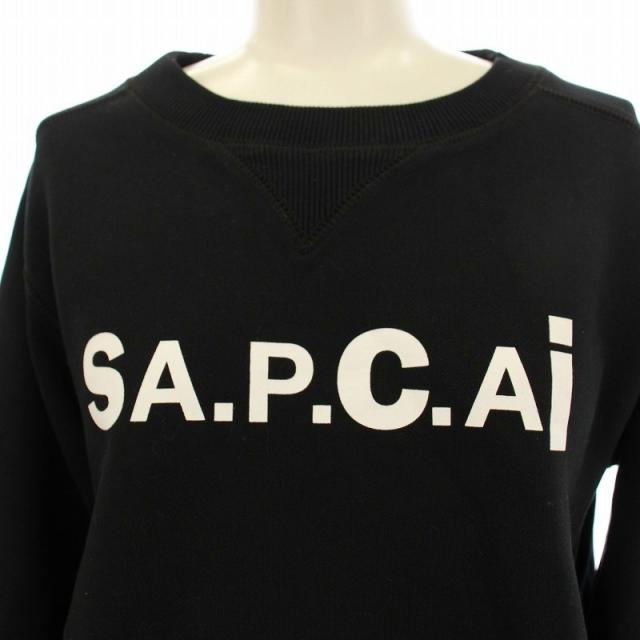【中古】アーペーセー A.P.C. sacai サカイコラボ Tani Sweatshirt スウェット トレーナー ロゴ 長袖 XXS 黒