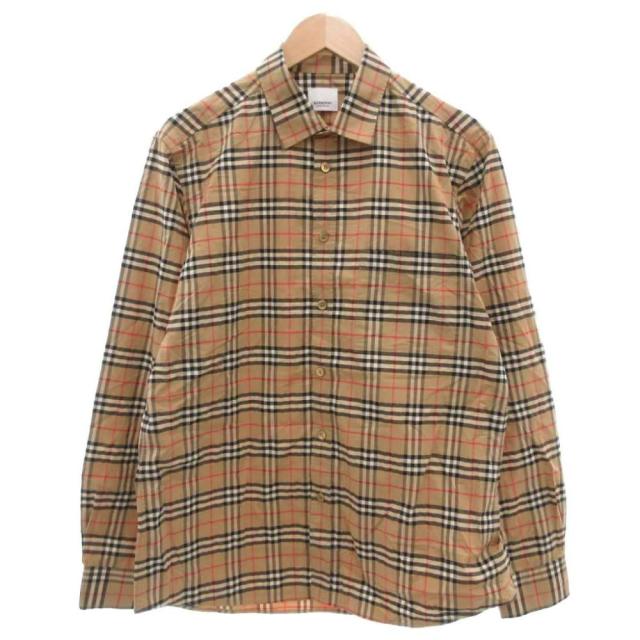 【中古】バーバリー BURBERRY シャツ シンプソン ノバチェック 総柄 L 長袖 ベージュ /AE ■GY11 メンズ