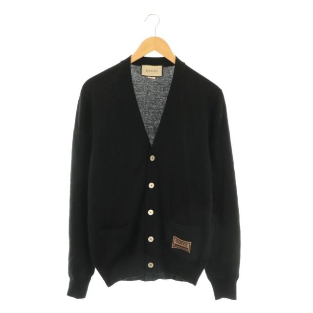 【中古】グッチ GUCCI ロゴポケットカーディガン ニット 長袖 カシミヤ ウール混 XS 黒 /NR ■OS ■SH メンズ