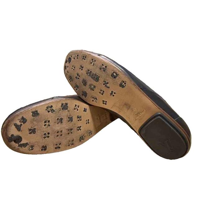 【中古】ルイヴィトン LOUIS VUITTON スニーカー ドラビングシューズ レザー 8 黒 ブラック ST1011 ■WGA メンズ