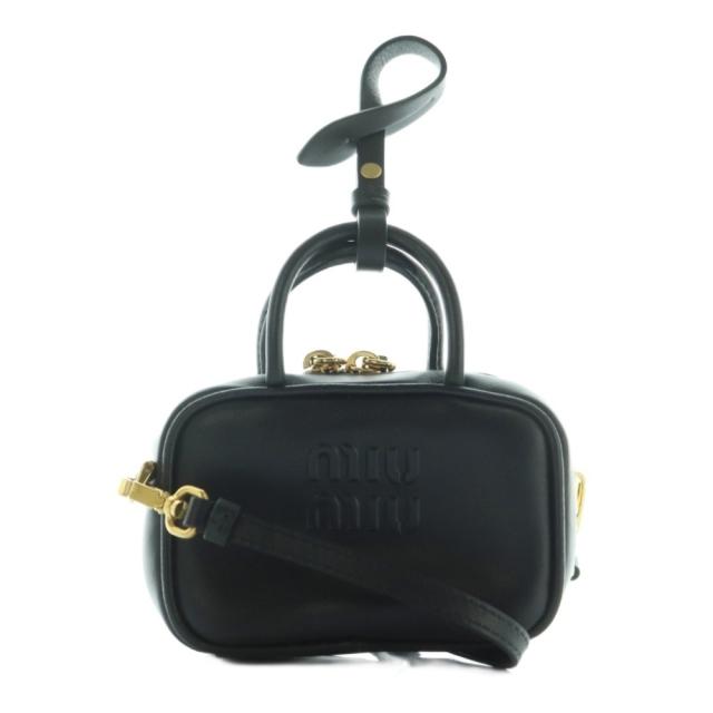【中古】ミュウミュウ miumiu ボー マイクロバッグ ハンド ショルダー 2WAY レザー 黒 ブラック 5NR020 /AQ ■OS