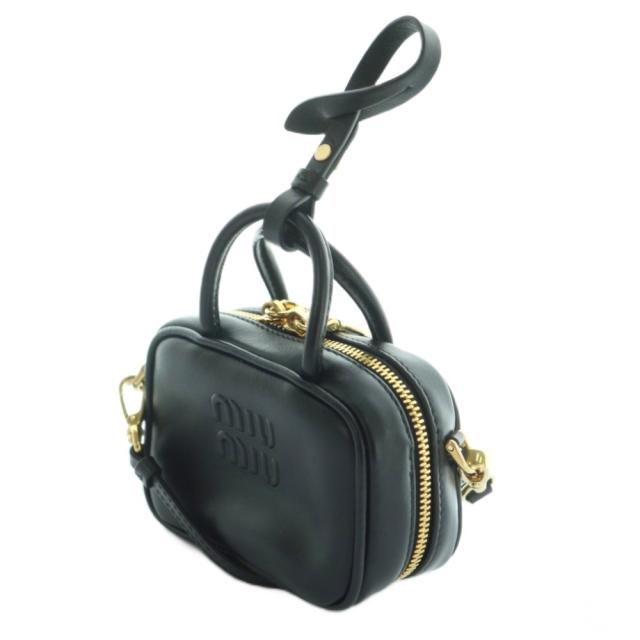 【中古】ミュウミュウ miumiu ボー マイクロバッグ ハンド ショルダー 2WAY レザー 黒 ブラック 5NR020 /AQ ■OS_1