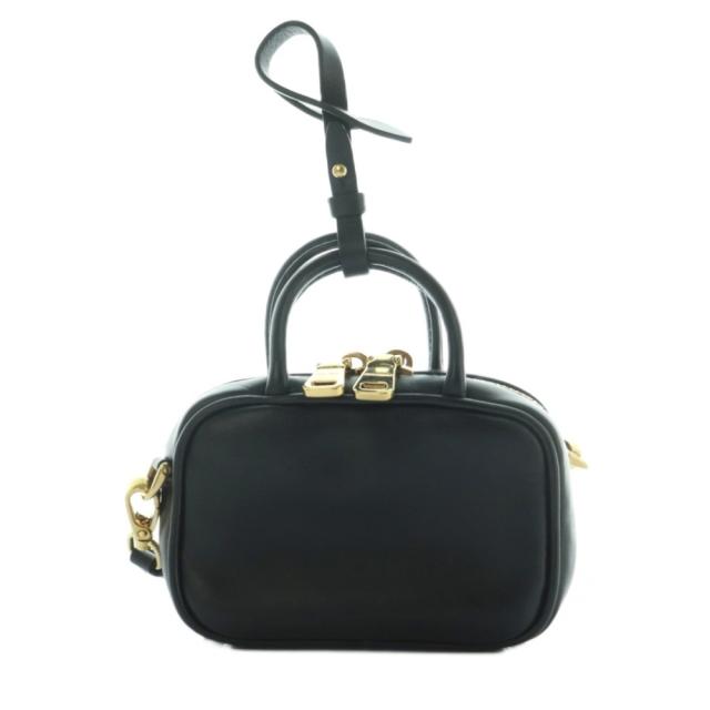 【中古】ミュウミュウ miumiu ボー マイクロバッグ ハンド ショルダー 2WAY レザー 黒 ブラック 5NR020 /AQ ■OS_2