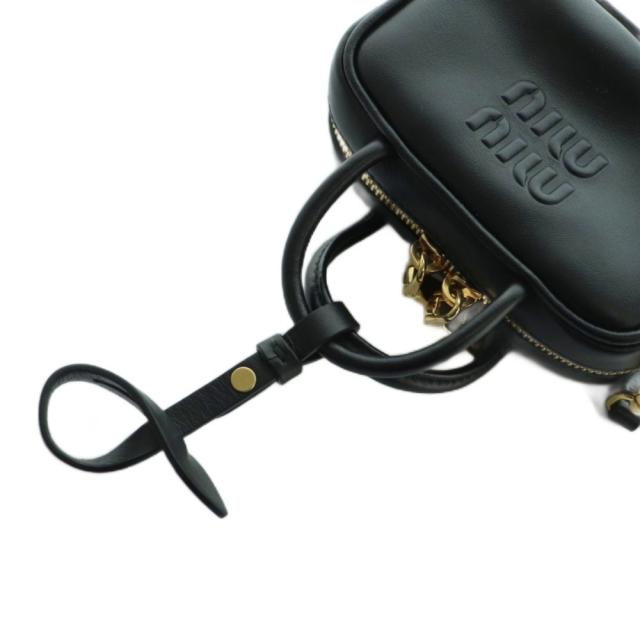 【中古】ミュウミュウ miumiu ボー マイクロバッグ ハンド ショルダー 2WAY レザー 黒 ブラック 5NR020 /AQ ■OS_4