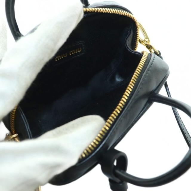 【中古】ミュウミュウ miumiu ボー マイクロバッグ ハンド ショルダー 2WAY レザー 黒 ブラック 5NR020 /AQ ■OS_5