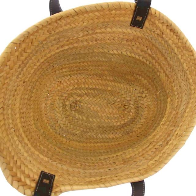 【中古】ロエベ LOEWE ミディアムバスケットバッグ かごバッグ カゴバッグ ハンドバッグ ロゴ 編み込み ベージュ 黒_4