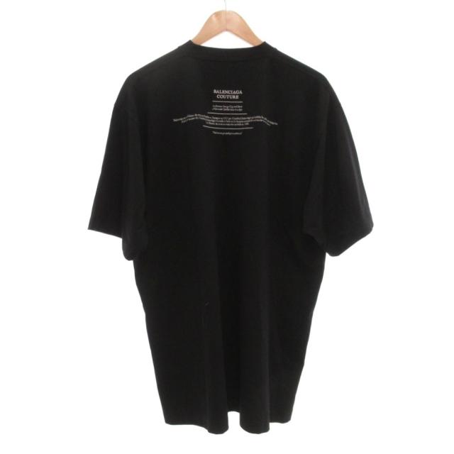 【中古】バレンシアガ BALENCIAGA COUTURE クチュール Tシャツ カットソー 半袖 ロゴ 刺繍 XXS 黒 ブラック /UO_1