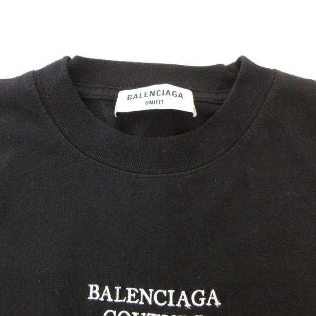 【中古】バレンシアガ BALENCIAGA COUTURE クチュール Tシャツ カットソー 半袖 ロゴ 刺繍 XXS 黒 ブラック /UO_3