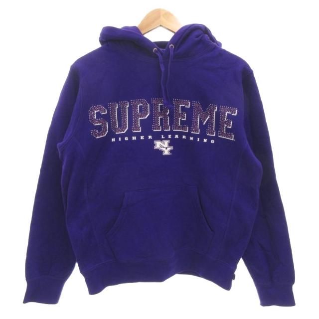 【中古】シュプリーム SUPREME プルオーバー パーカー フーディ ビジューロゴ 長袖 S 紫 パープル /FF ■GY18