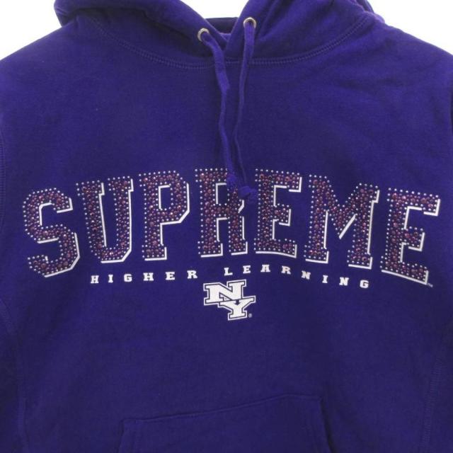 【中古】シュプリーム SUPREME プルオーバー パーカー フーディ ビジューロゴ 長袖 S 紫 パープル /FF ■GY18_4